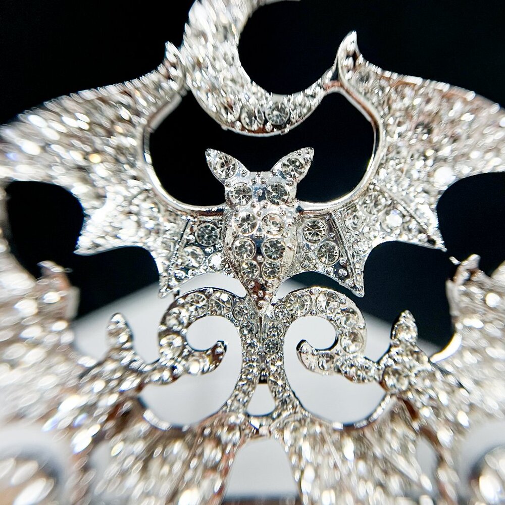 Vampire Bat Crown, Crystal crown, Witch crown, Evil queen crown, Silver crown - Picture 2 of 9